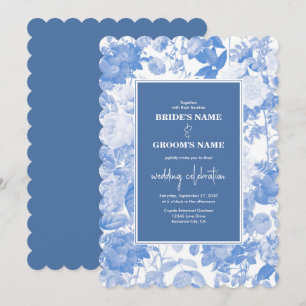 Invitation Aquarelle bleue Mariage de fleurs botaniques