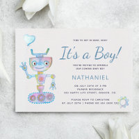 Aquarelle bleue robot mignon c'est un garçon Baby 