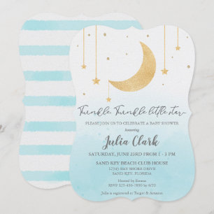 Invitation Aquarelle bleue Twinkle Twinkle Little Star Douche