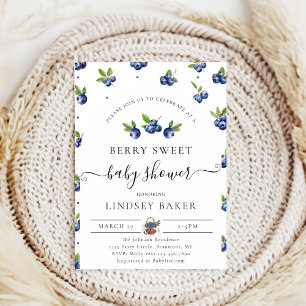 Invitation aquarelle bleuet Berry Baby shower doux
