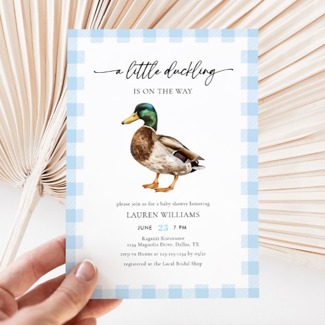 Invitation Aquarelle Blue Boy Mallard Baby shower canard (Créateur téléchargé)