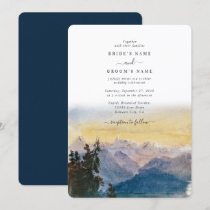 Invitation Aquarelle Blue Mountains Pine Mariage