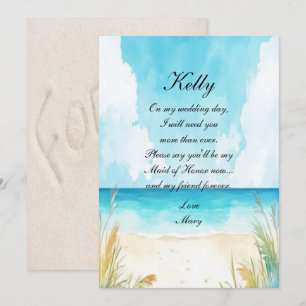 Invitation Aquarelle Blue Ocean Beach Maid Of Honor