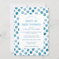 Aquarelle Blue Polka Dot Drive Par Baby shower