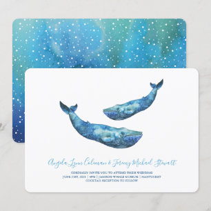 Invitation Aquarelle Blue Whale Mariage 1