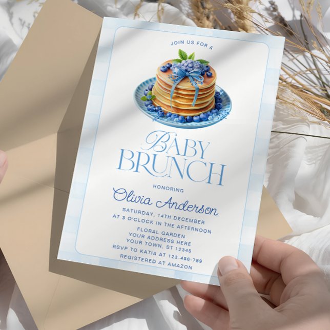 Invitation Aquarelle Blueberry Baby Baby shower Brunch (Créateur téléchargé)