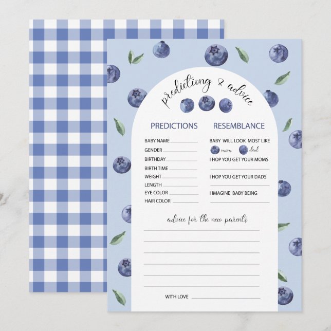 Invitation Aquarelle Blueberry Predictiong Conseils Baby Show (Devant / Derrière)