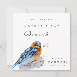 Invitation Aquarelle Bluebird Fête des Mères Brunch Invitatio