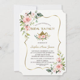 Invitation Aquarelle Blush Flowers Gold Bridal Tea Party