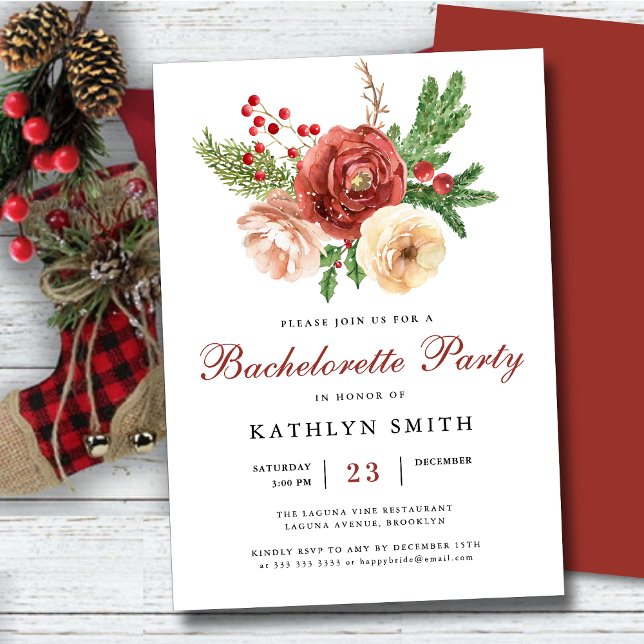 Invitation Aquarelle Blush rose Floral Bachelorette Party (Créateur téléchargé)