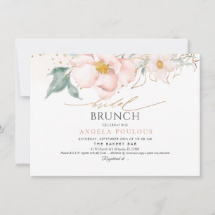 Invitation Aquarelle Blush single pétale Rose nuptiale Brunch