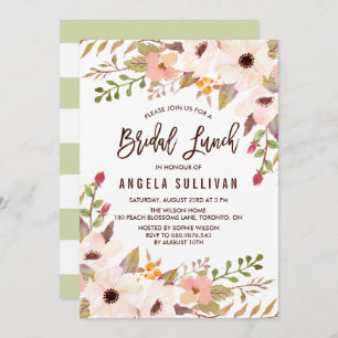 Invitation Aquarelle Bohème Fleurs Déjeuner nuptial