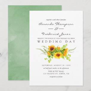 Invitation Aquarelle Bohemian Boho Sunflowers Mariage