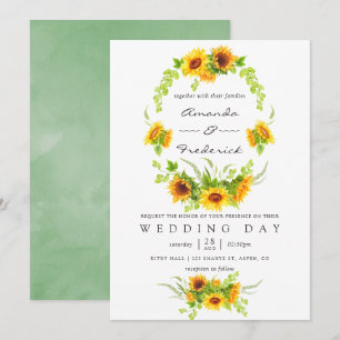 Invitation Aquarelle Bohemian Boho Sunflowers Mariage