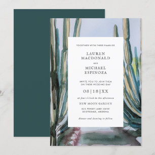 Invitation Aquarelle Bohemian Cactus Green Desert