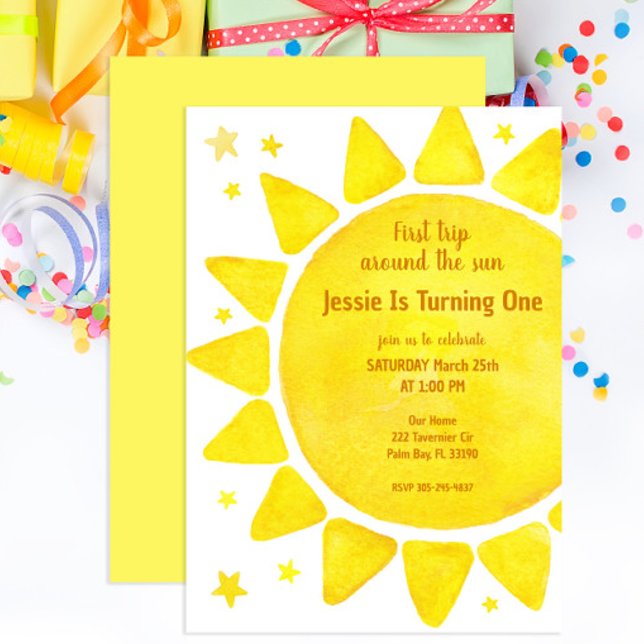 Invitation Aquarelle Boho 1er Anniversaire serviettes - Premi (Créateur téléchargé)