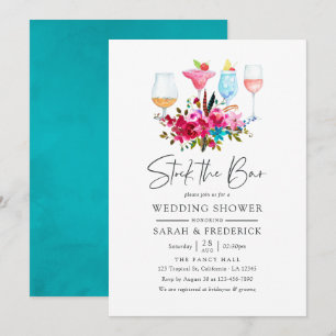 Invitation Aquarelle Boho Chic Floral Stock Bar