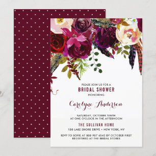 Invitation Aquarelle Boho Floral Fête des mariées d'automne