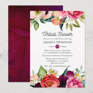 Invitation Aquarelle Boho Floral Fête des mariées virtuelle