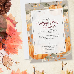 Invitation Aquarelle Boho moderne Orange Citrouille Thanksgiv