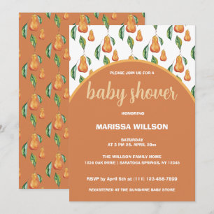 Invitation Aquarelle Boho Pear Peinte à la main