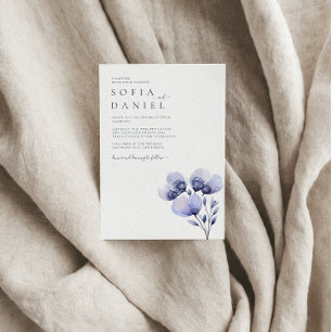 Invitation Aquarelle Boho violet Floral Mariage d'hiver