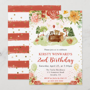Invitation Aquarelle Bois Animaux Anniversaires de enfants