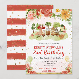 Invitation Aquarelle Bois Animaux Anniversaires de enfants