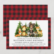 Aquarelle Bois Animaux Plaid Premier Anniversaire