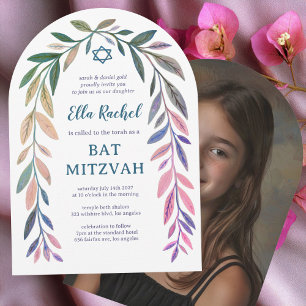 Invitation Aquarelle botanique Bar Mitzvah Arche Photo