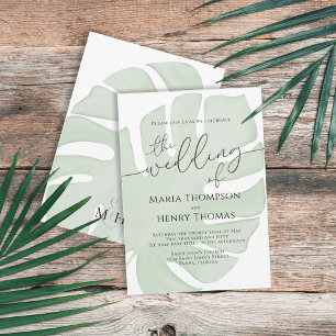Invitation Aquarelle Botanique Boho Foliage Vert Palme Feuill