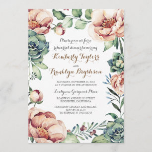 Invitation Aquarelle botanique florale Dîner de répétition au