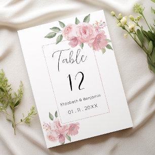 Invitation Aquarelle botanique rose fleurs Nombres de tableau
