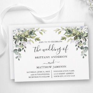 Invitation Aquarelle Botanique Verdure Mariage de calligraphi