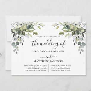 Invitation Aquarelle Botanique Verdure Mariage de calligraphi