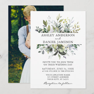 Invitation Aquarelle Botanique Verdure Mariage photo