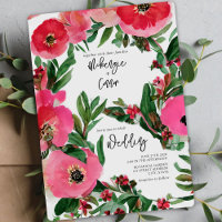 Aquarelle Botaniques Anémones rose Mariage Floral