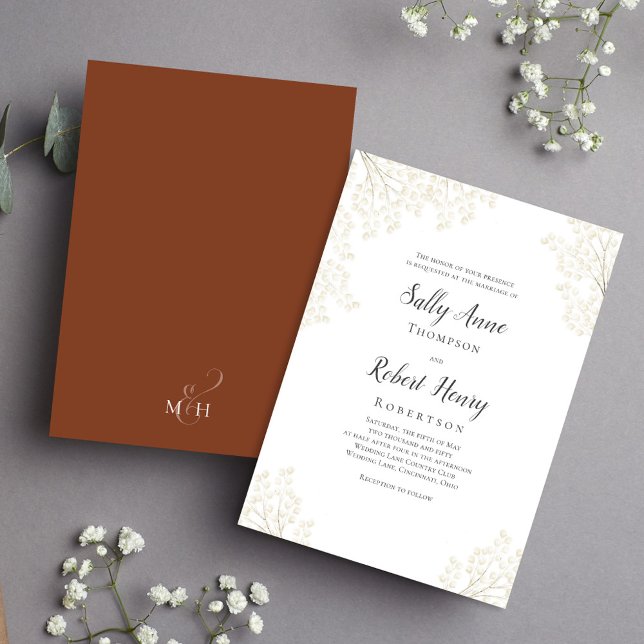 Invitation Aquarelle Bourgogne Floral Mariage personnalisé (Fall burgundy )