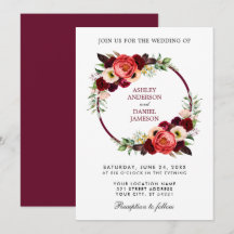 Aquarelle Bourgogne Floral Wreath Boho Mariage