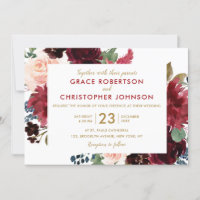 Aquarelle Bourgogne Rouge Marine Floral Russe Boho