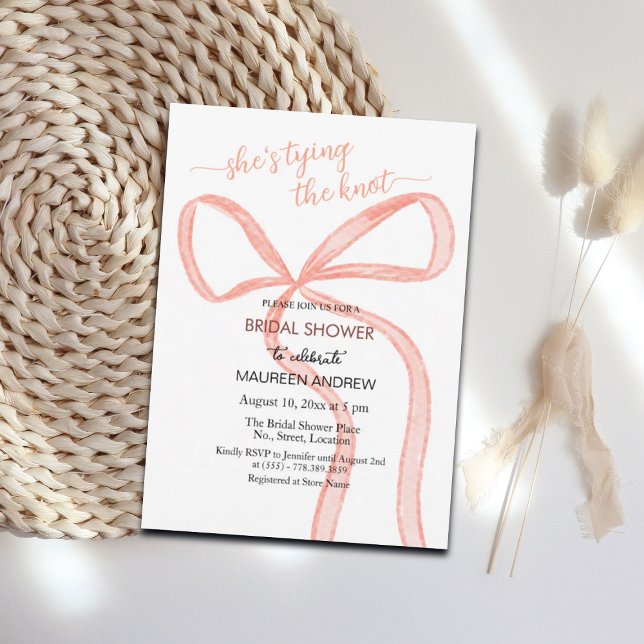 Invitation Aquarelle Bow Elle Attache La Fête des mariées Du  (Créateur téléchargé)