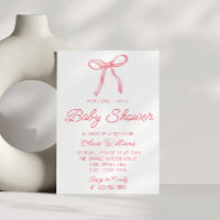 Aquarelle Bow rose main écrite bébé fille douche