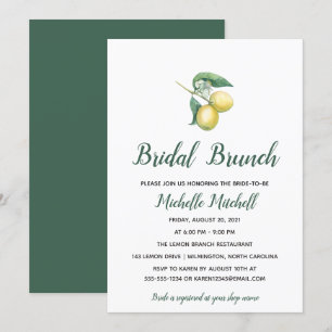 Invitation Aquarelle Branche de citronnier   Brunch nuptial