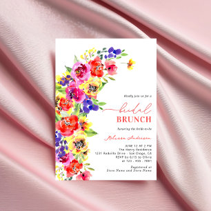 Invitation Aquarelle Bright Coloré Floral Bridal Brunch