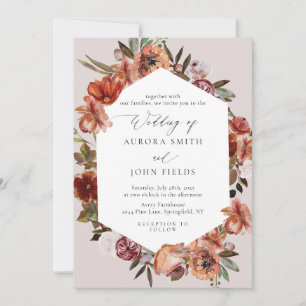 Invitation Aquarelle brûlé Mariage de fleurs d'orange