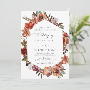 Invitation Aquarelle brûlé Mariage de fleurs d'orange