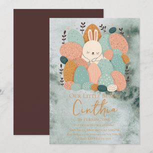 Invitation Aquarelle Bunny Pâques Pastel Vert Anniversaire In