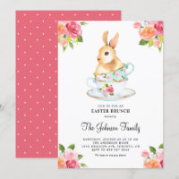 Aquarelle Bunny sur Teacups Floral Pâques Brunch