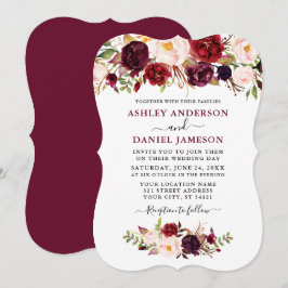 Invitation Aquarelle Burgundy Mariage Floral
