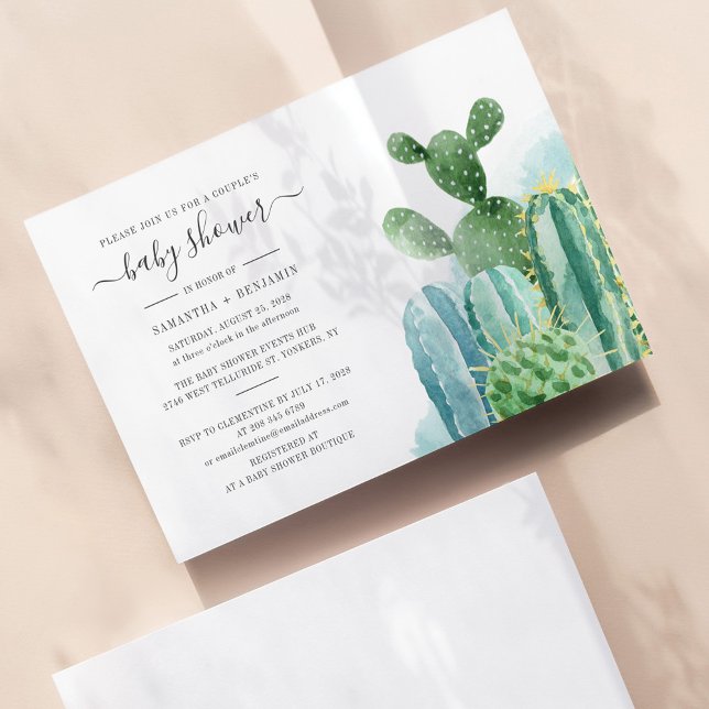 Invitation Aquarelle Cactus Baby shower Botanique Couples (Créateur téléchargé)
